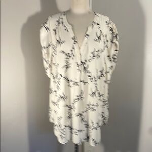 Torrid Harper Black and White Blouse with Mandarin Collar